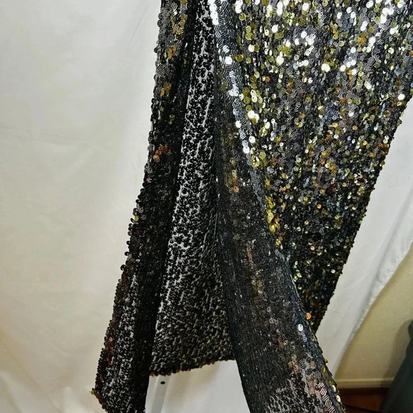 Lulumar Size Large Sequin Skirt Shiny Sparkly Formal Gold Silver - Picture 5 of 7